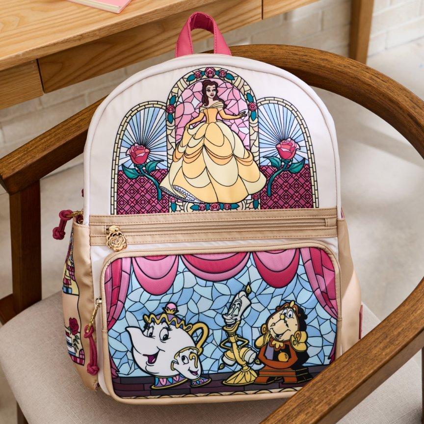 Disney Beauty and The Beast Stained Glass Portraits Backpack with Rose Coin Purse - BoxLunch Exclusive