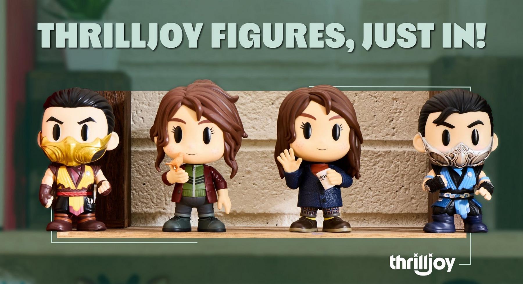 Thrilljoy collectible figures lineup with “THRILLJOY FIGURES, JUST IN!” and “SHOP NOW” text. Shop Now.