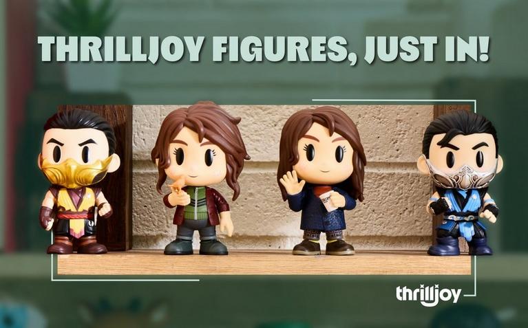 Thrilljoy collectible figures lineup with “THRILLJOY FIGURES, JUST IN!” and “SHOP NOW” text. Shop Now.