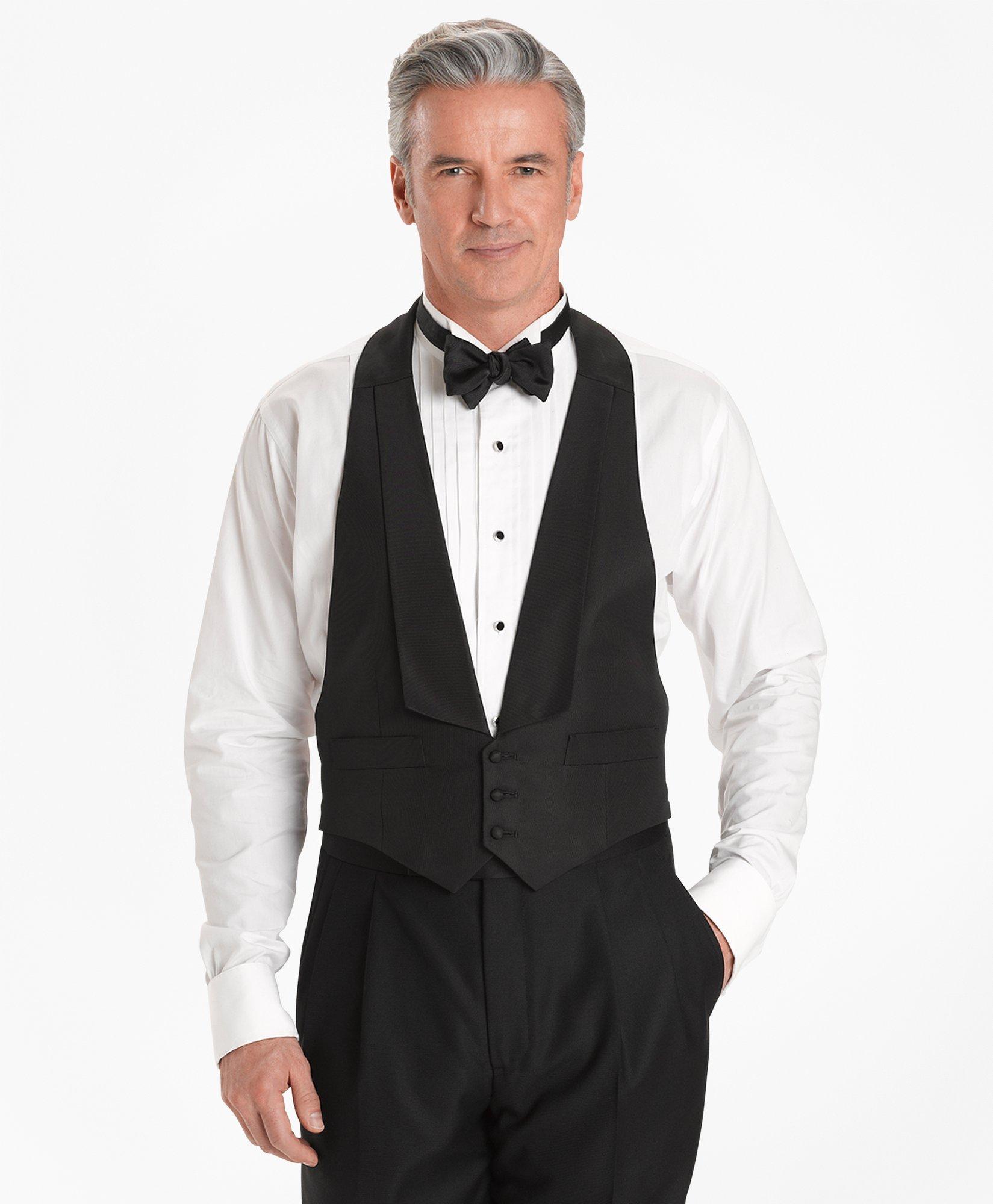 Premium Black 100% Wool Backless Tuxedo Vest / 2XL FIT ALL (50-60