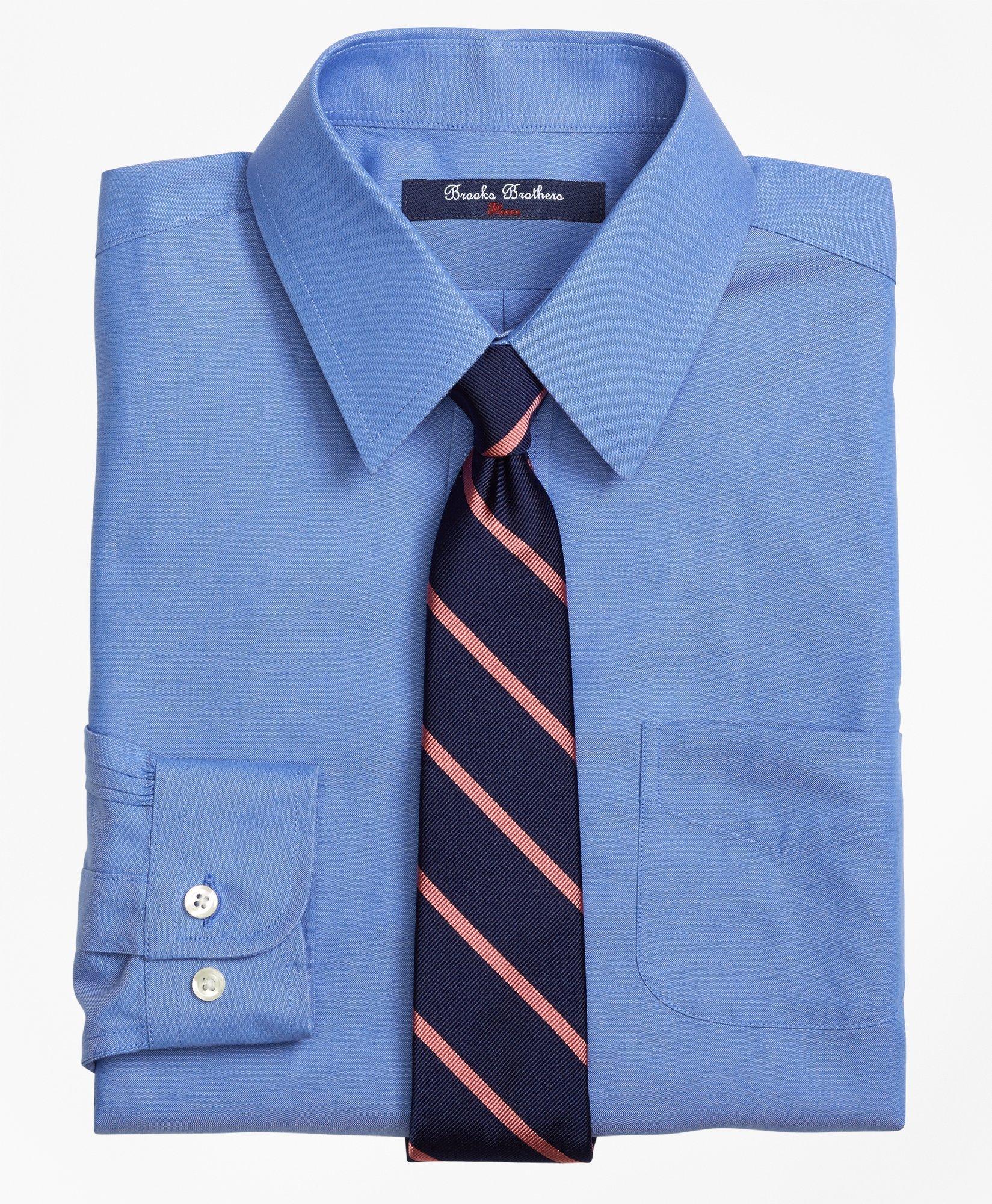 Brooks Brothers Boys Non-iron Supima Pinpoint Cotton Dress Shirt In French Blue