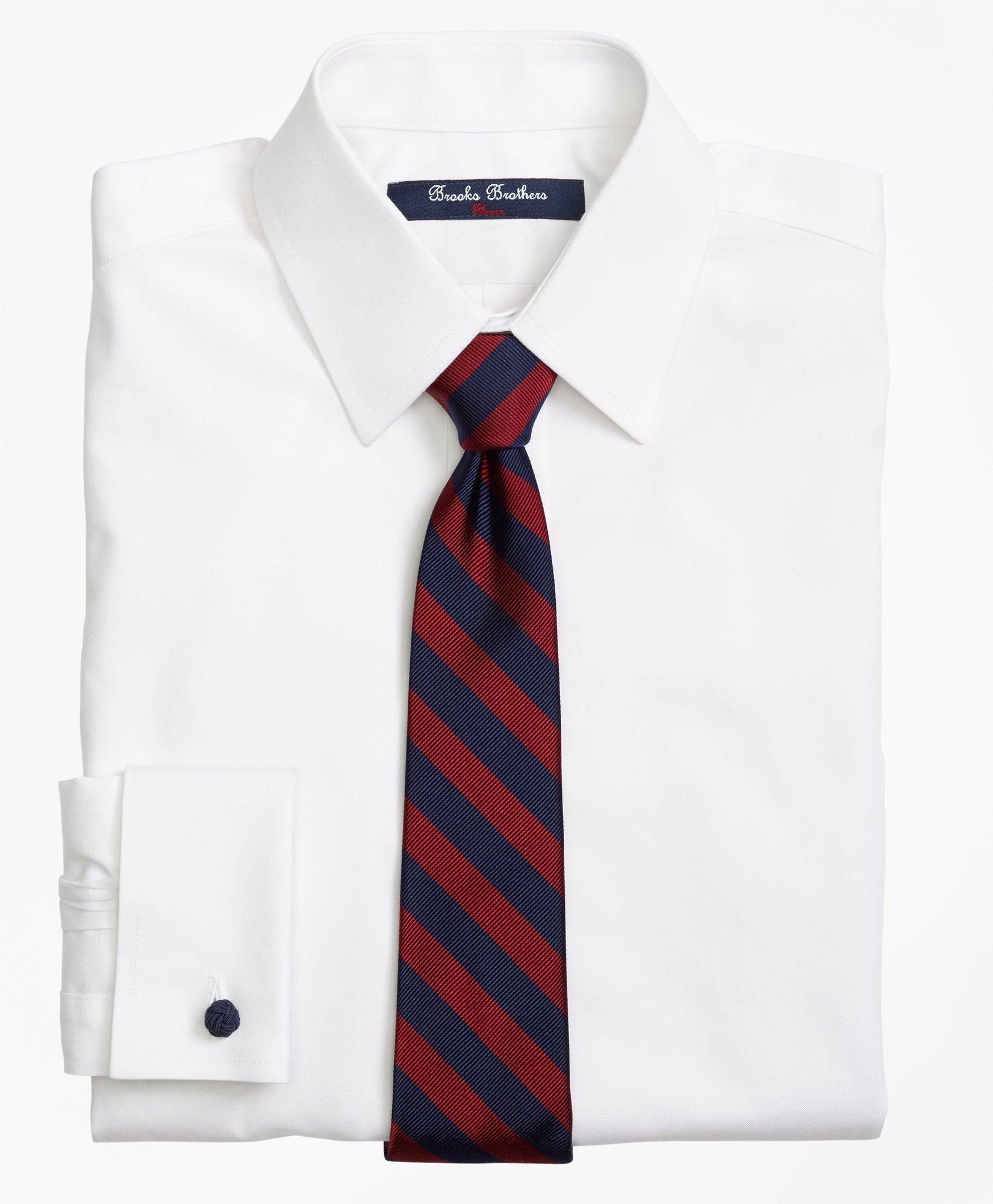 Brooks Brothers Boys Non-iron Supima Pinpoint Cotton French Cuff Dress Shirt In White
