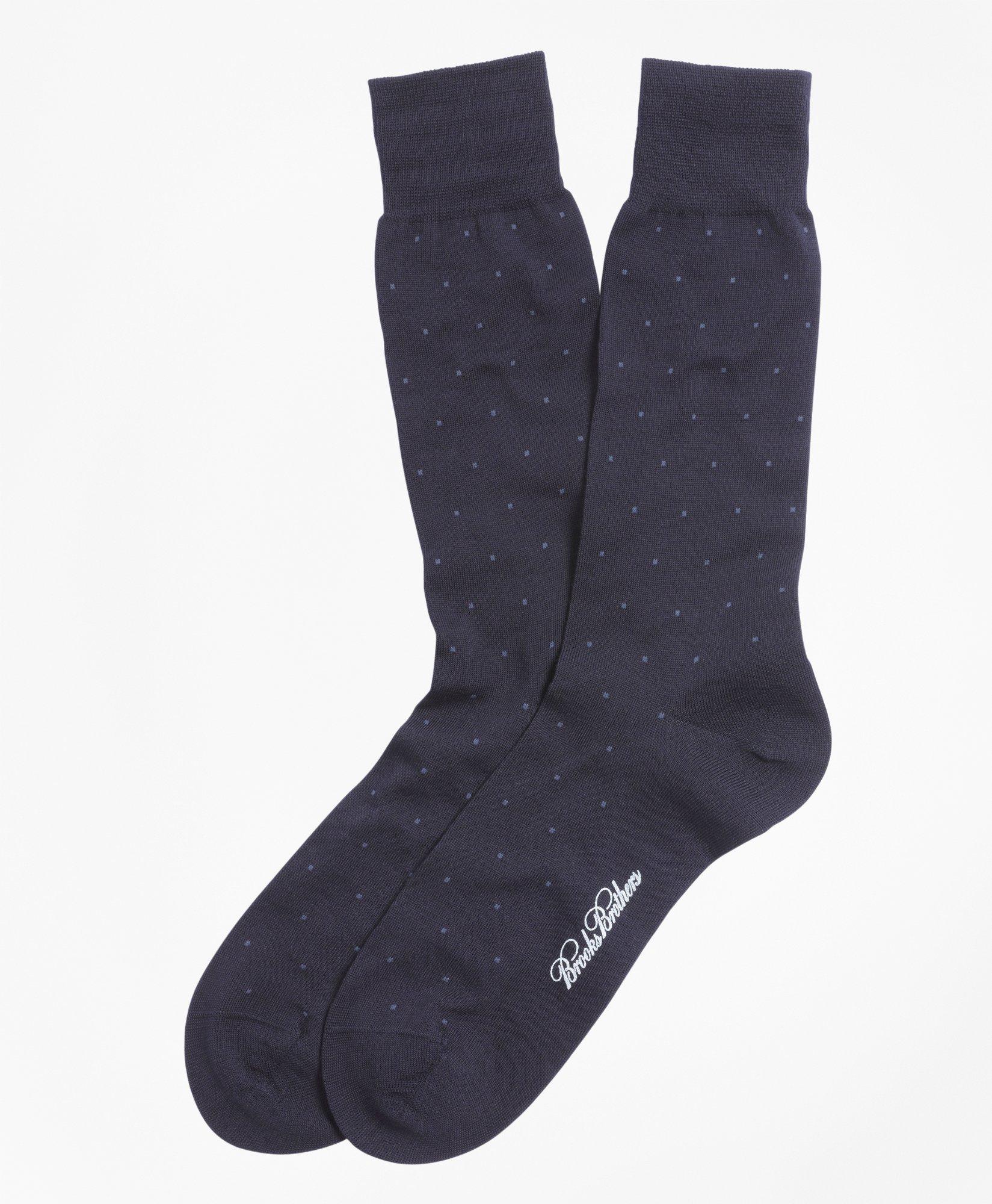 Brooks Brothers Merino Wool Big Dot Crew Socks In Navy