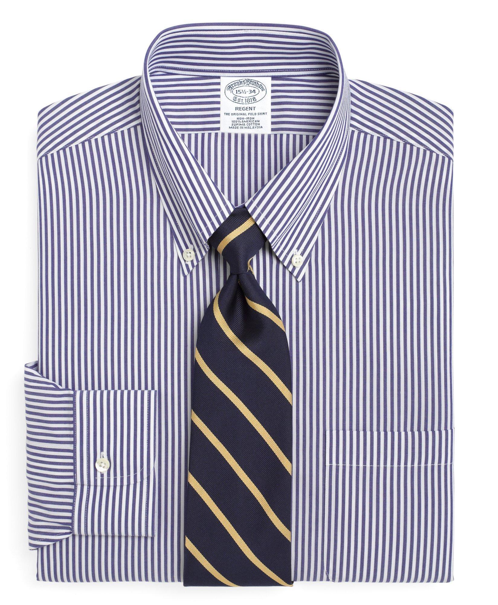 Blue and white 2025 striped dress shirt mens