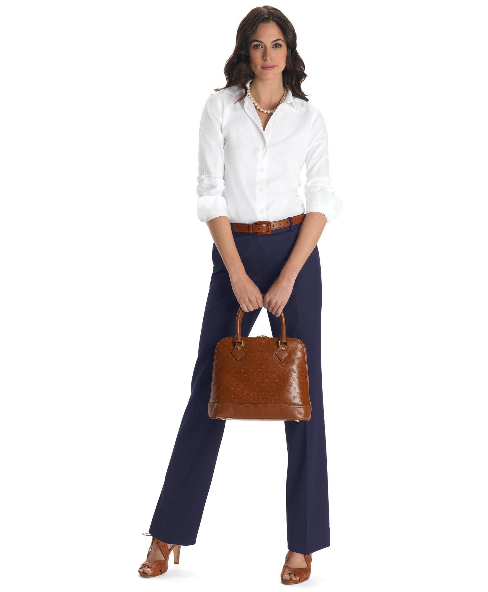 Plain-Front Caroline Fit Gabardine Trousers