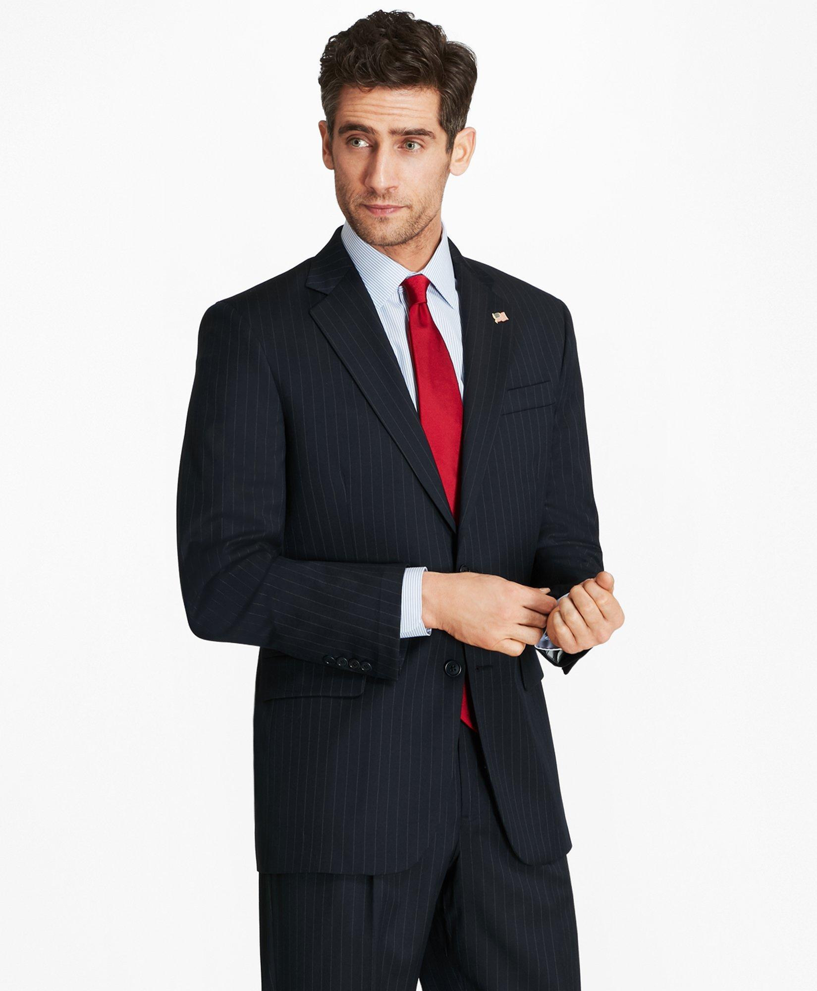 Brooks Brothers Men's Madison Fit Two-Button 1818 Suit | Navy Stripe | Size 36 Regular
