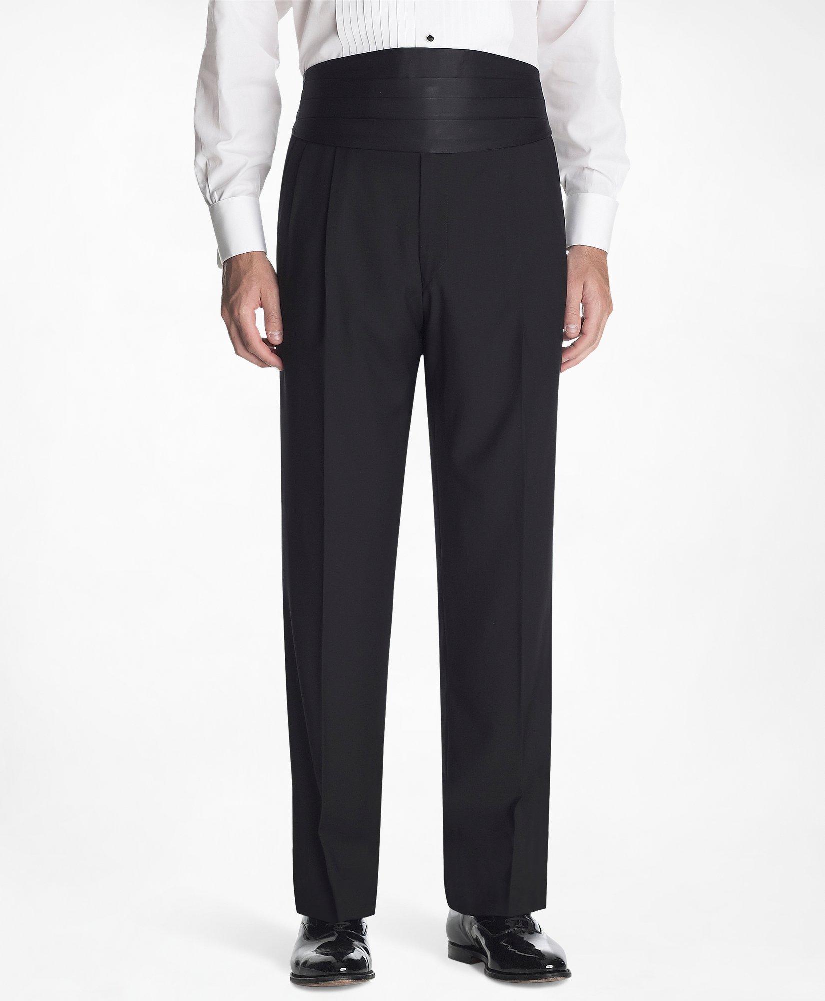 Black Pleated Tuxedo Pants