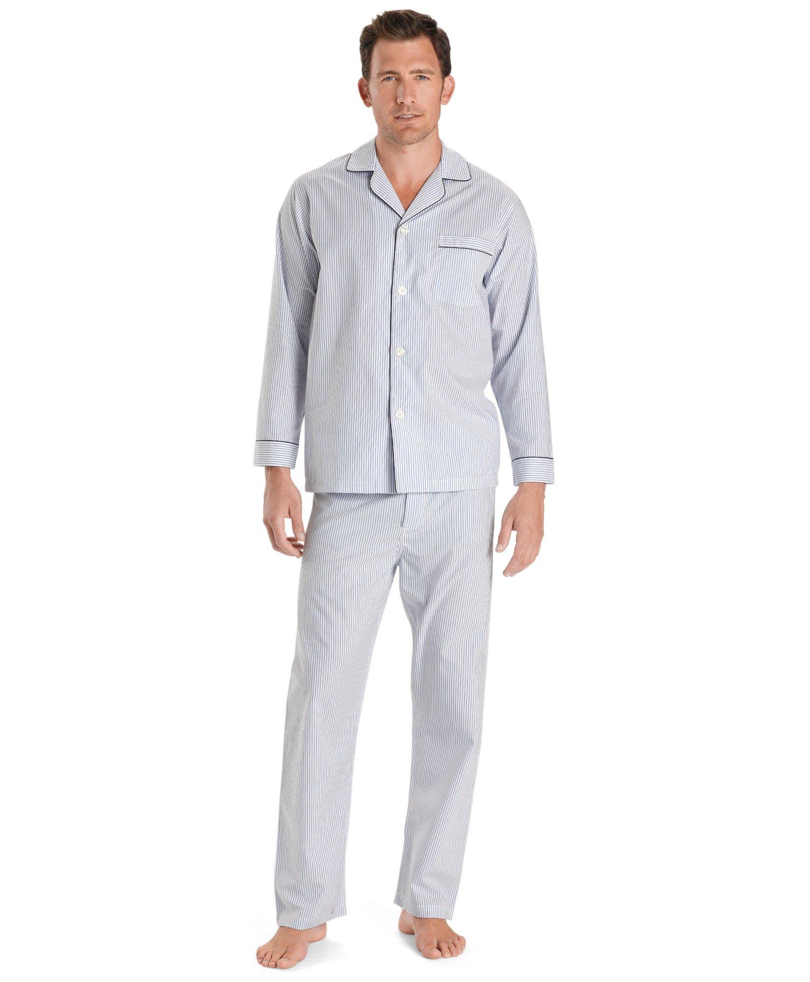 Wrinkle-Resistant Blue Stripe Pajamas