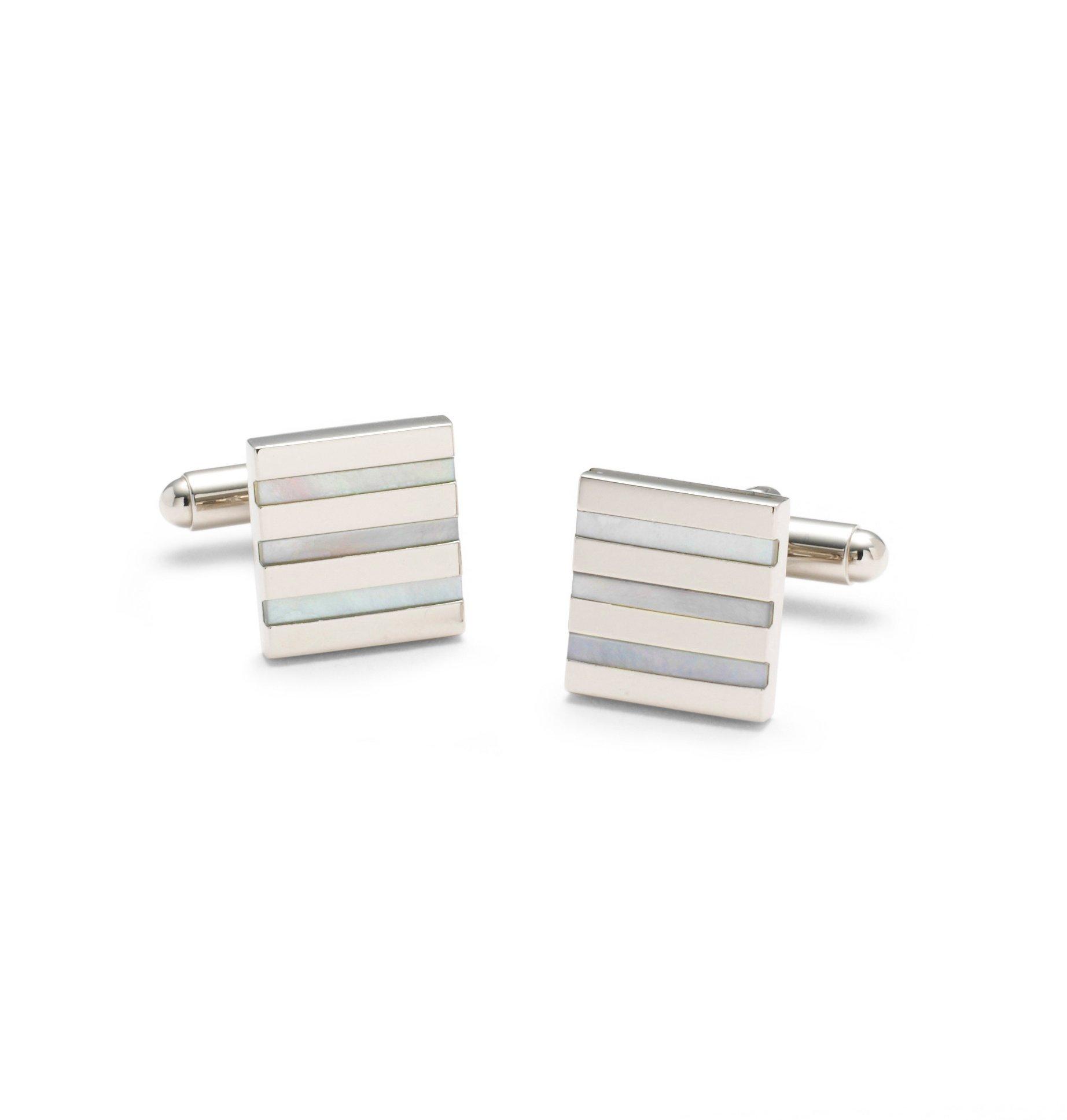 Square Mother-of-Pearl Stripe Cuff Links, image 1