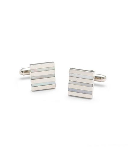 Square Mother-of-Pearl Stripe Cuff Links, image 1
