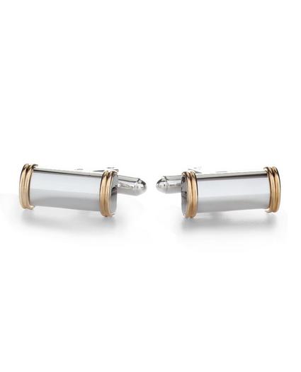 14k Gold and Silver Bar Cuff Links, image 1