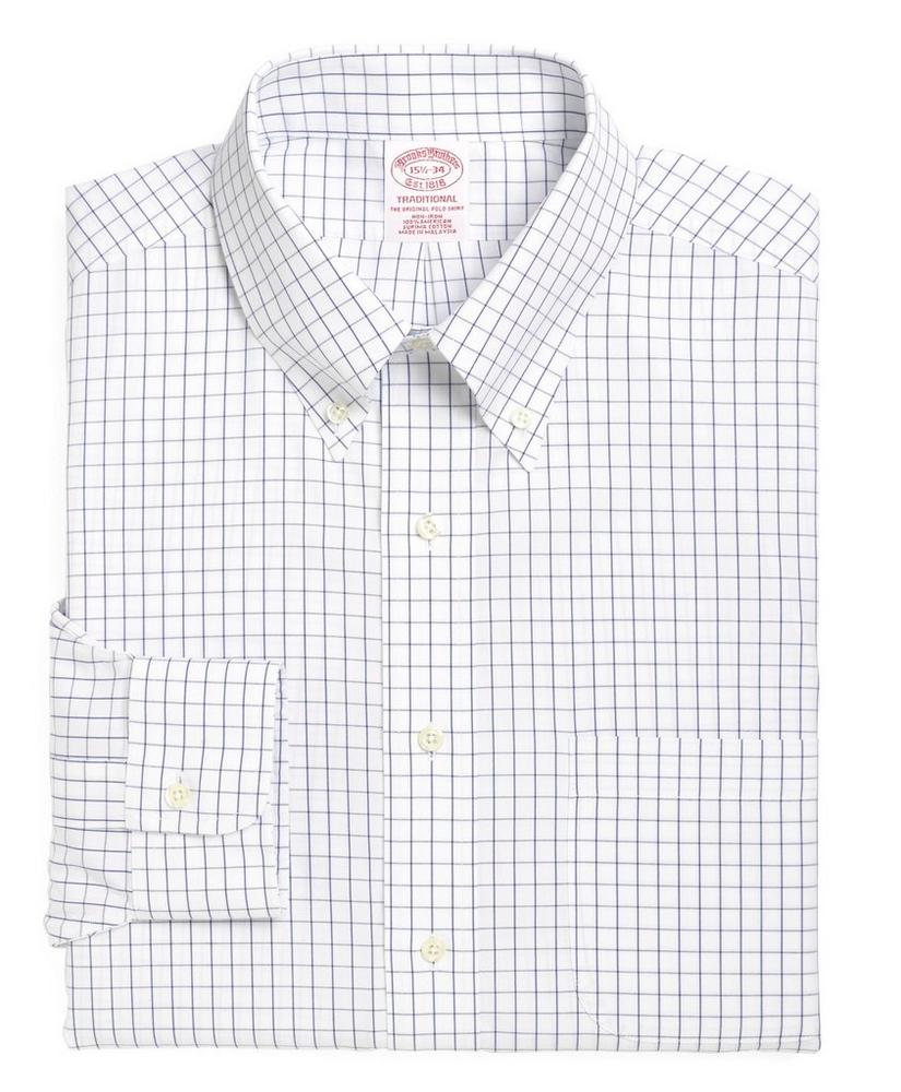 Traditional Extra-Relaxed-Fit Dress Shirt, Non-Iron Windowpane, image 4