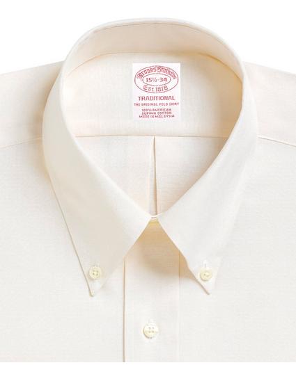 Brooks Brothers Men's Traditional Extra-Relaxed-Fit Dress Shirt, Button-Down Collar | Ecru | Size 14½ 34