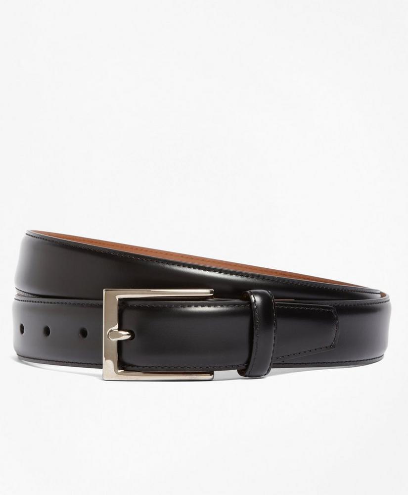 Brooks Brothers Men's Silver Buckle Leather Dress Belt | Black | Size 30 - Shop Holiday Gifts and Styles