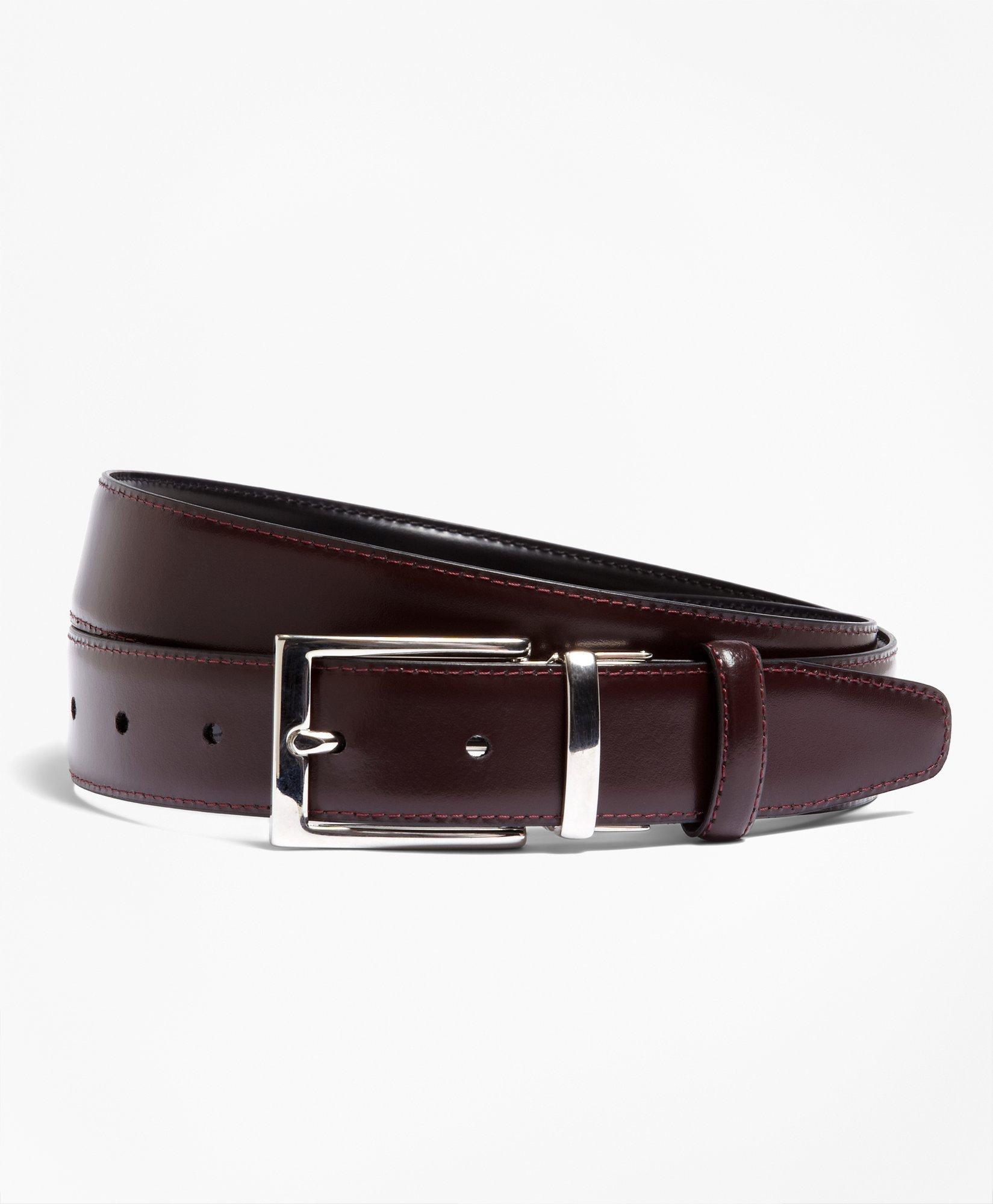 Brooks Brothers Kids Burgundy Leather Boys Classic Belt with Box Size 24