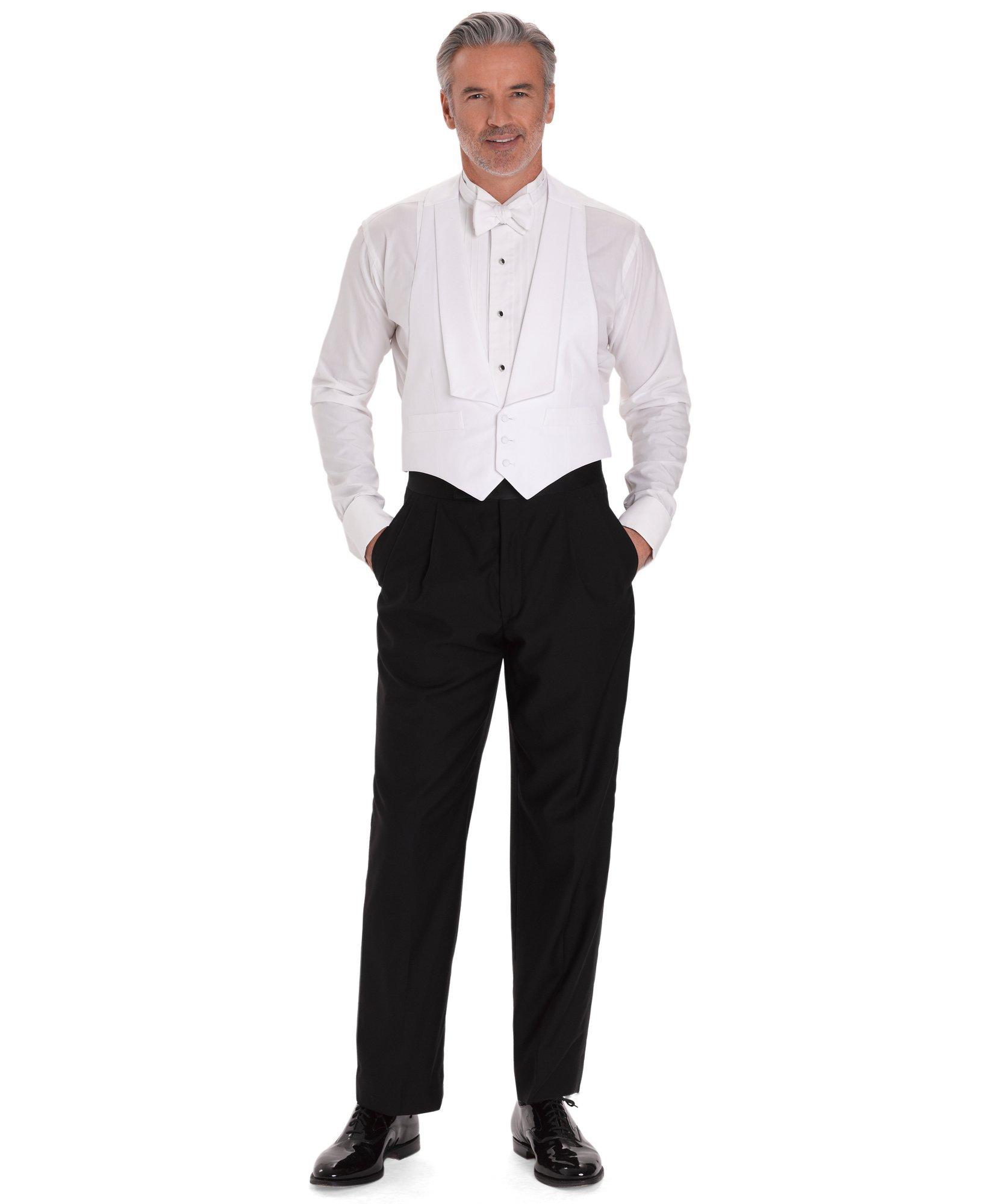 White Cotton Pique Tuxedo Vest