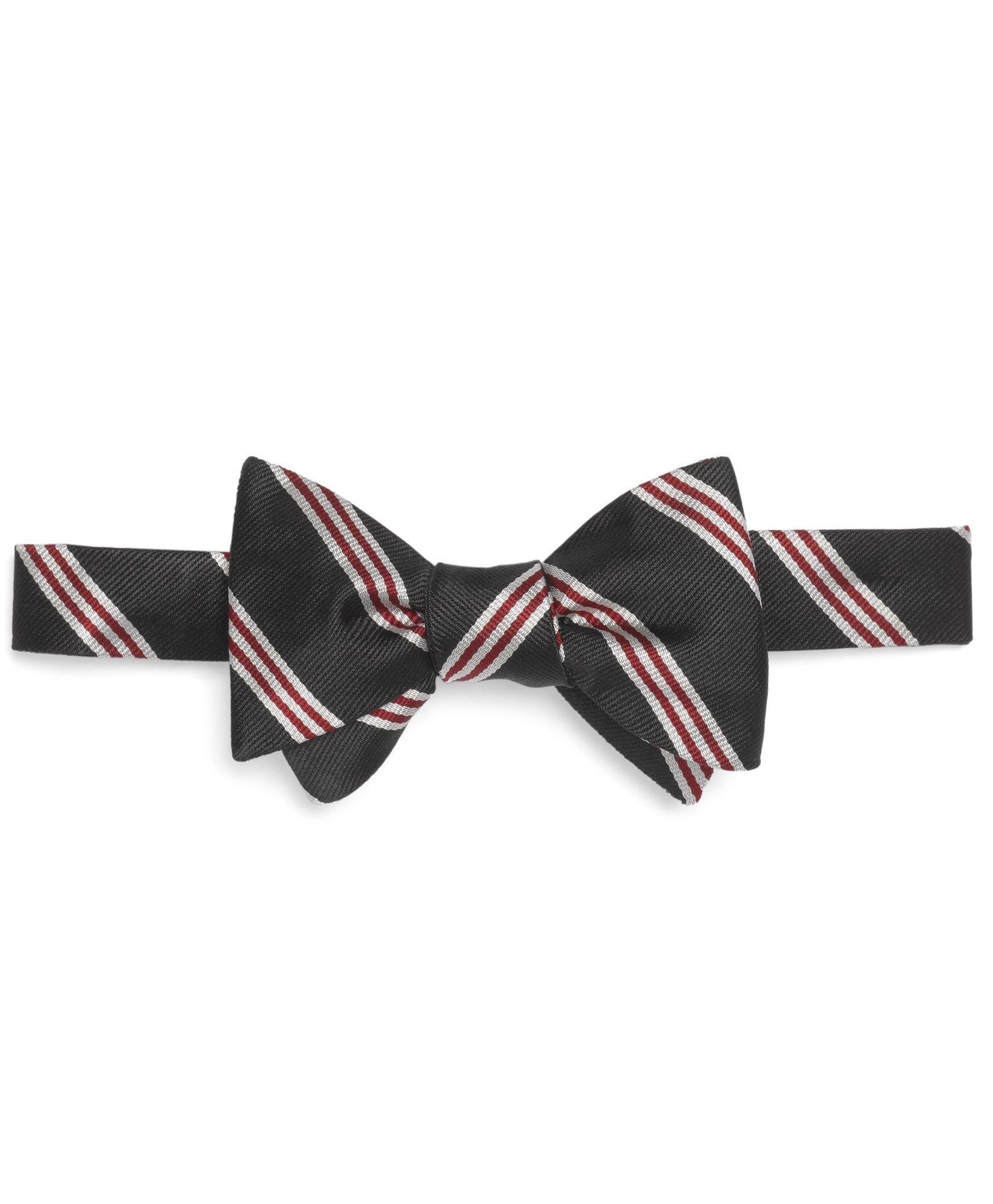 Dark Red Ribbon Tie Girls Woven Button-Up