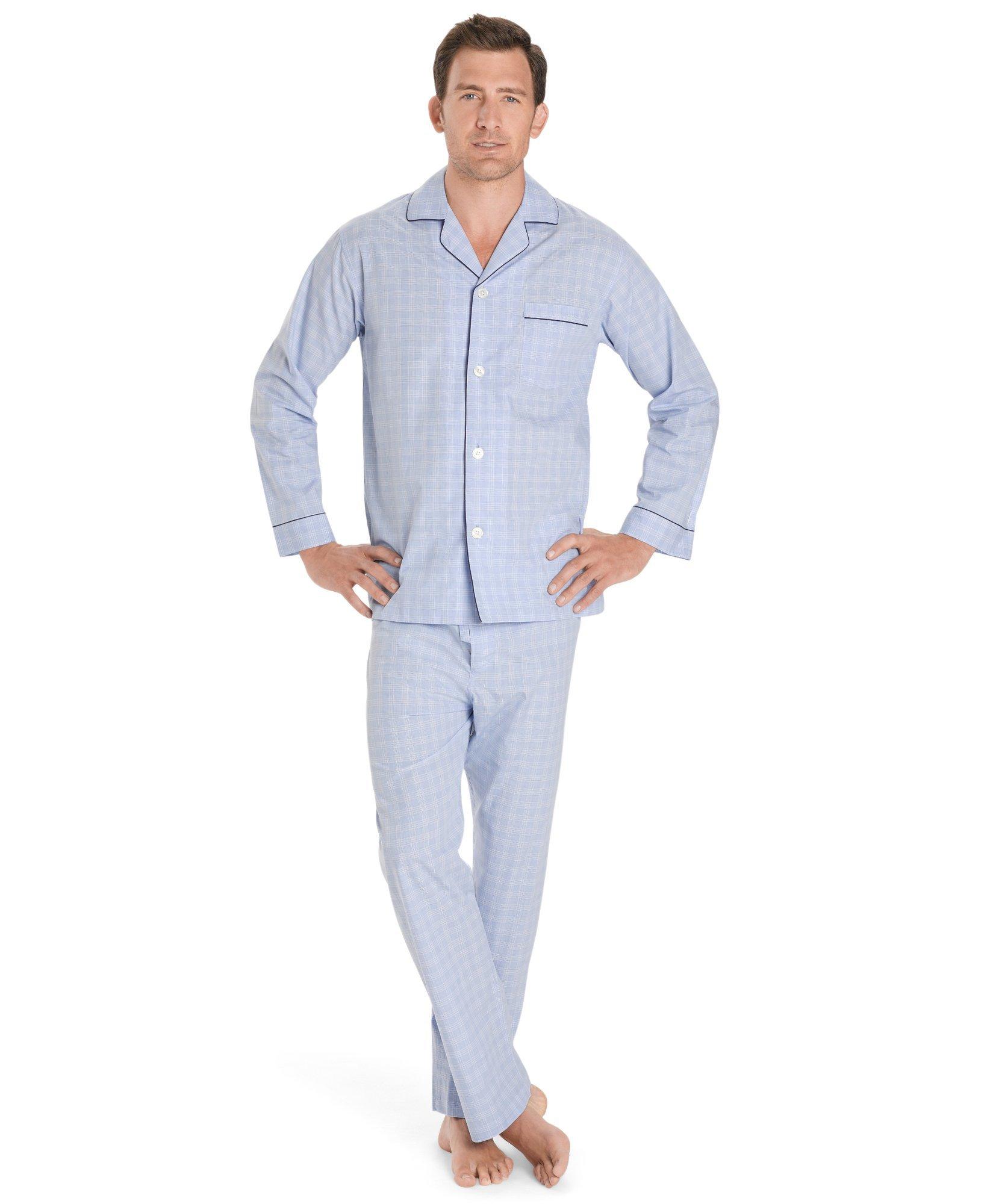 Men s Blue Glen Plaid Pajamas Brooks Brothers