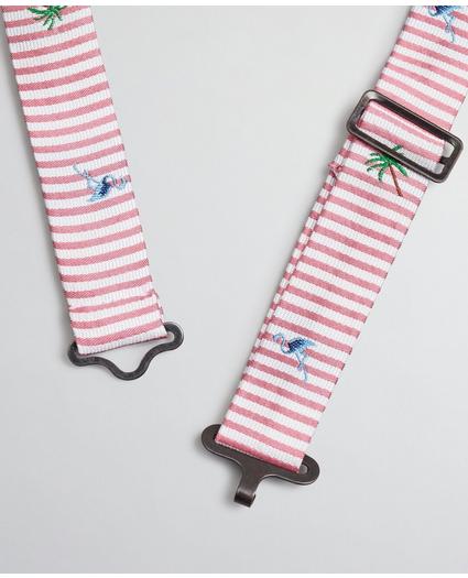 Boys Seersucker Flamingo and Palm Tree Print Pre-Tied Bow Tie, image 2
