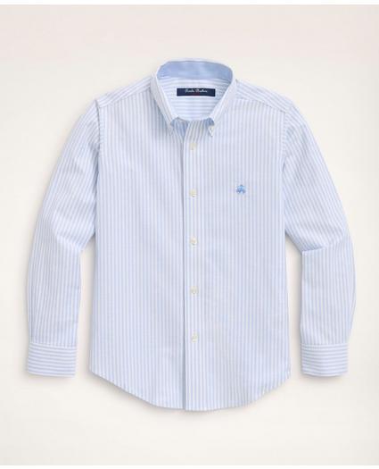 Boys Non-Iron Stretch Cotton Oxford Stripe Sport Shirt, image 1