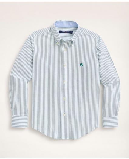 Boys Non-Iron Stretch Cotton Oxford Stripe Sport Shirt, image 1