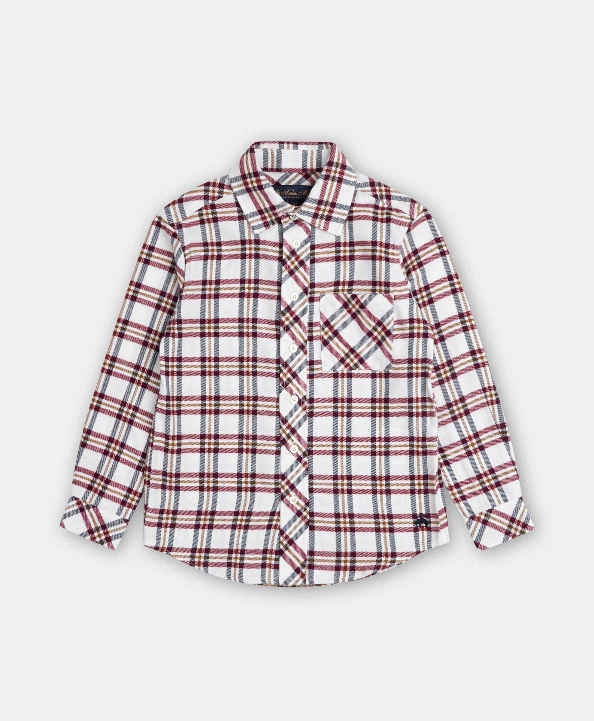 Brooks Brothers Boys Brushed Cotton Plaid Flannel Sport Shirt In Dark Brown