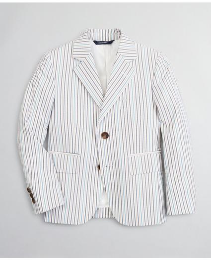 Boys Seersucker Two-Button Multi-Stripe Suit Jacket, image 1