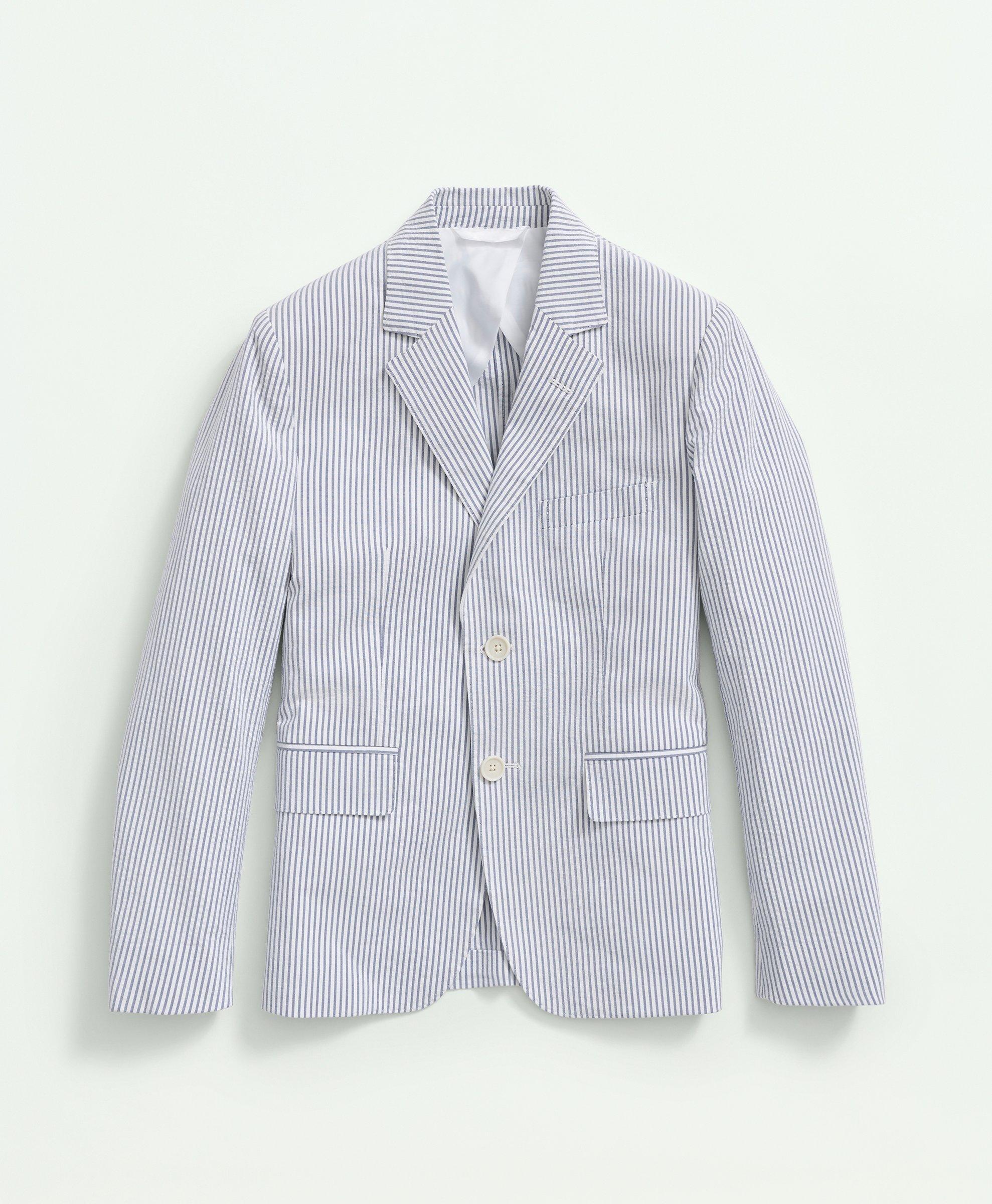 Boys Stretch Cotton Seersucker Jacket