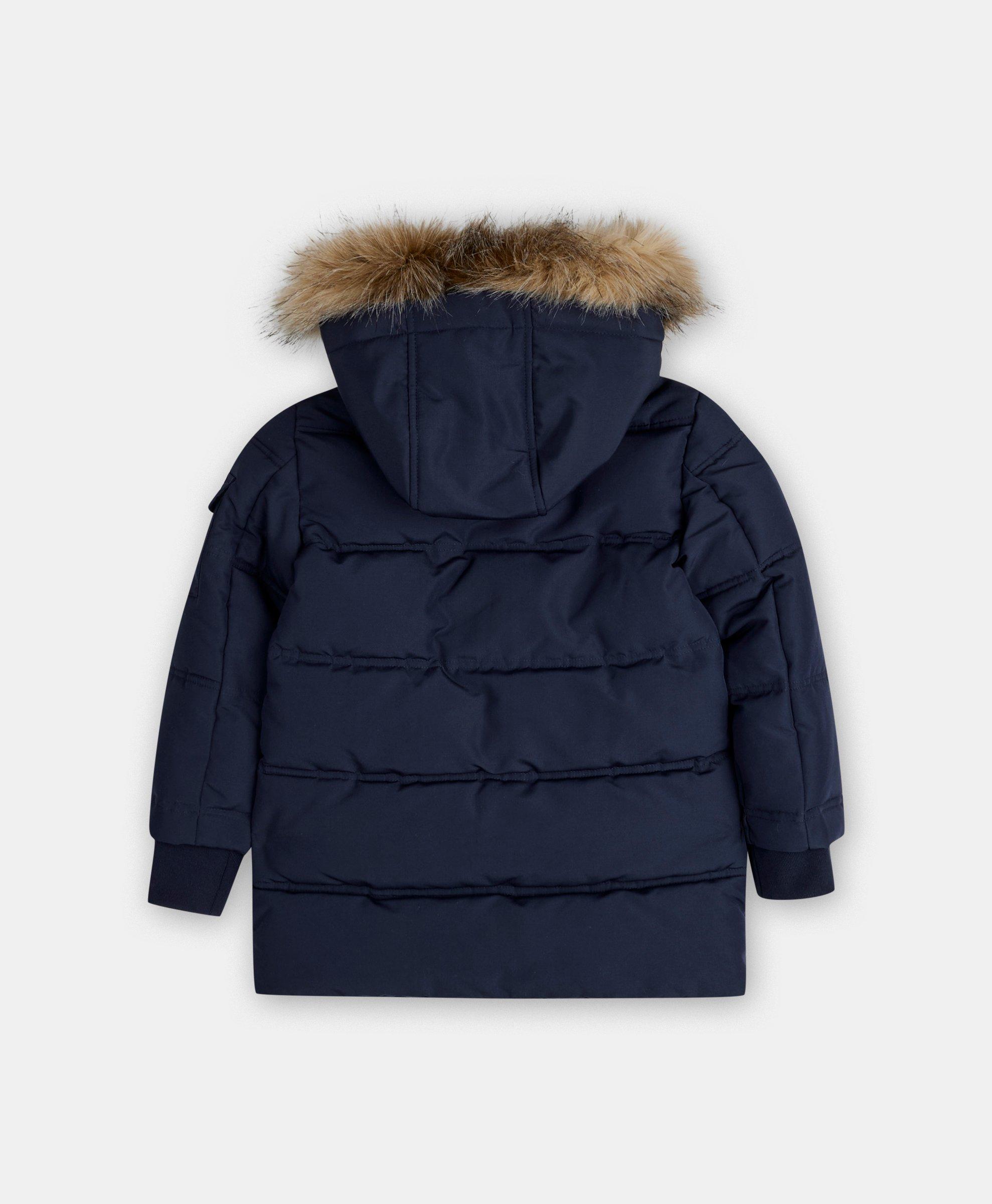 Brooks Brothers Boys Faux Down Parka Jacket with Faux Fur Trimmed Removable Hood