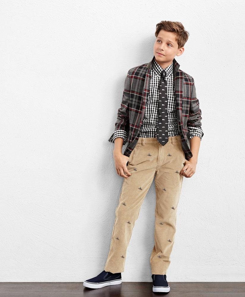 Boys Two-Button Plaid Wool Suit Jacket, image 2