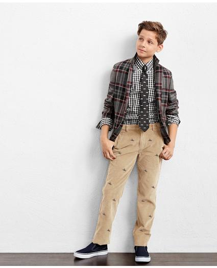 Boys Two-Button Plaid Wool Suit Jacket, image 2