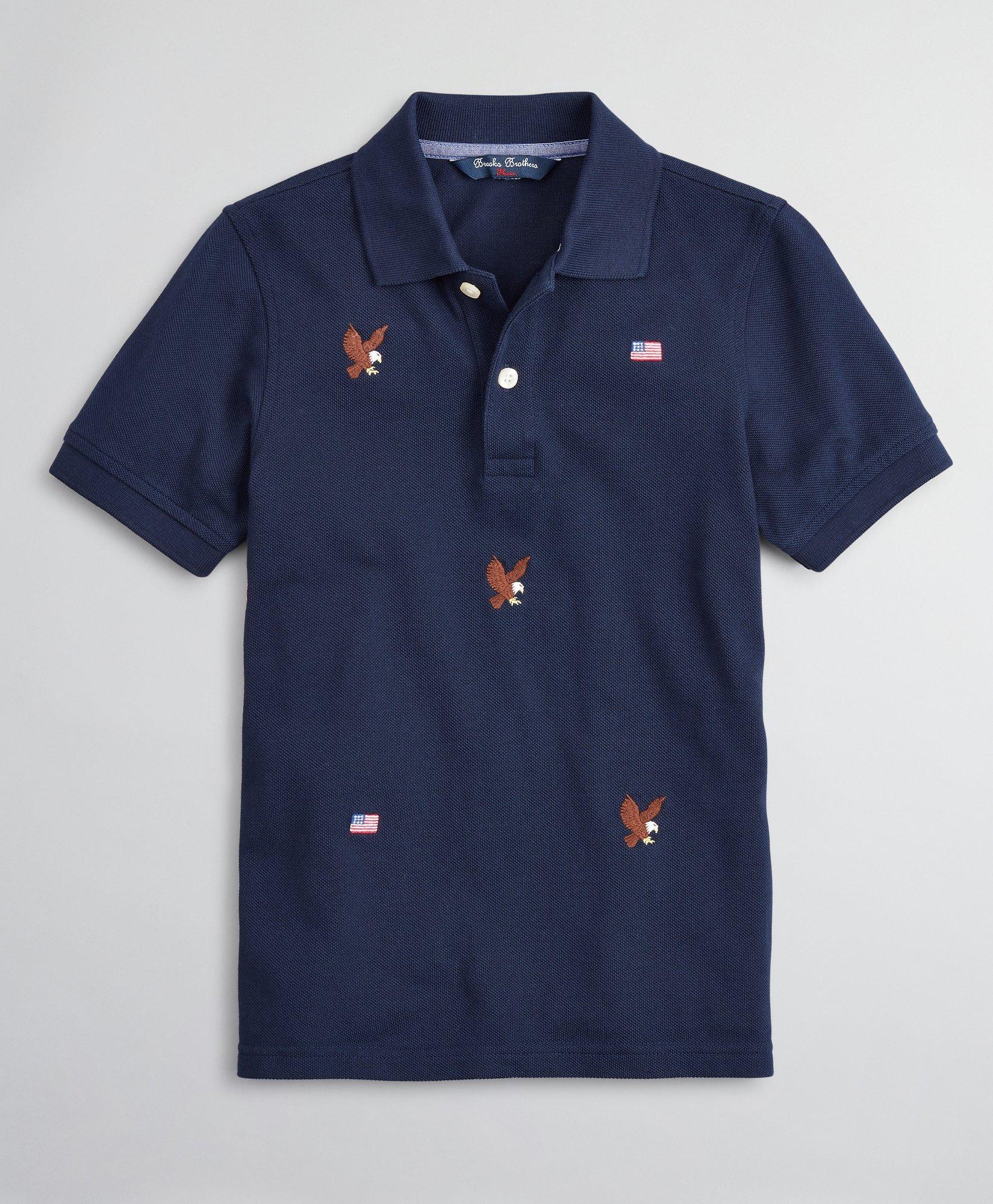 Boys Cotton Pique Embroidered Polo Shirt