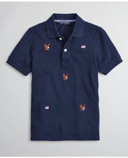 Boys Cotton Pique Embroidered Polo Shirt, image 1
