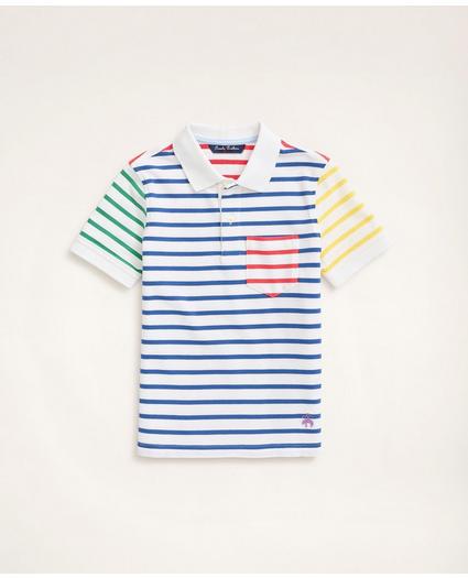 Boys Fun Stripe Cotton Pique Polo Shirt, image 1