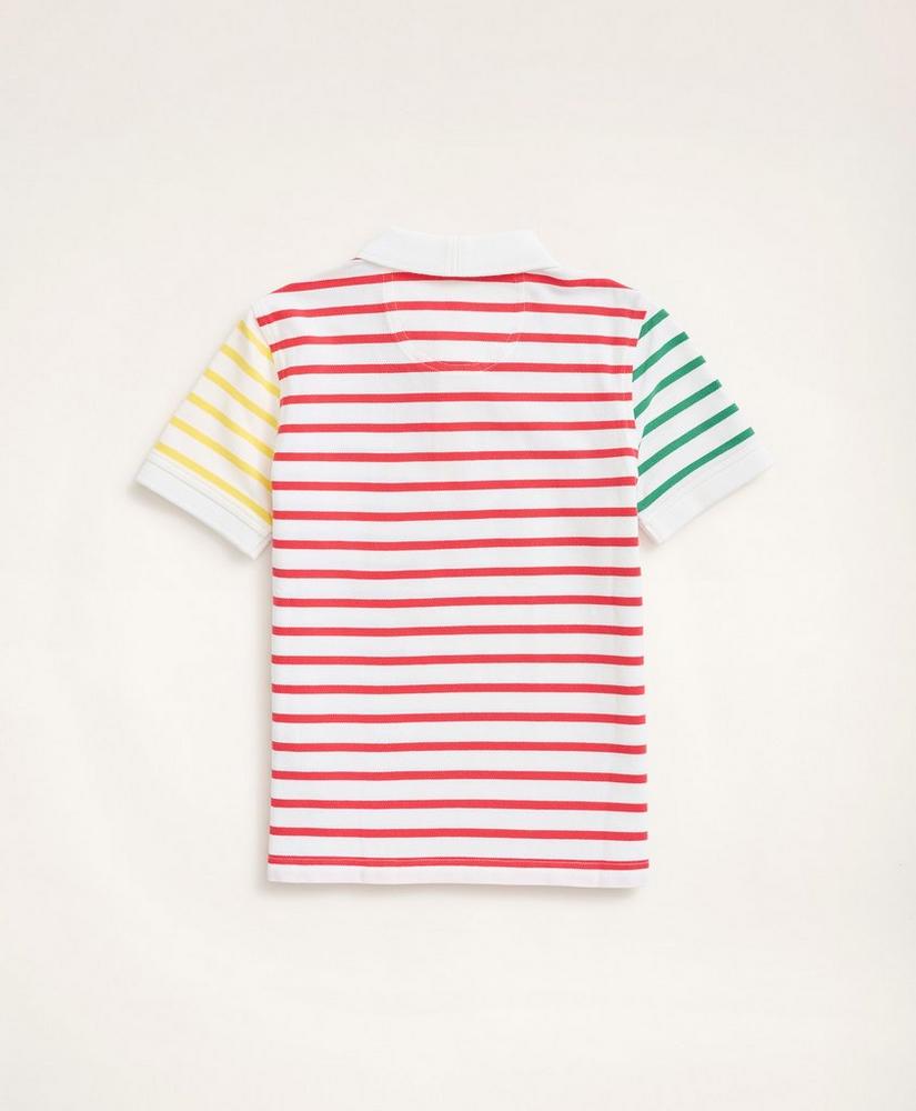 Boys Fun Stripe Cotton Pique Polo Shirt, image 2