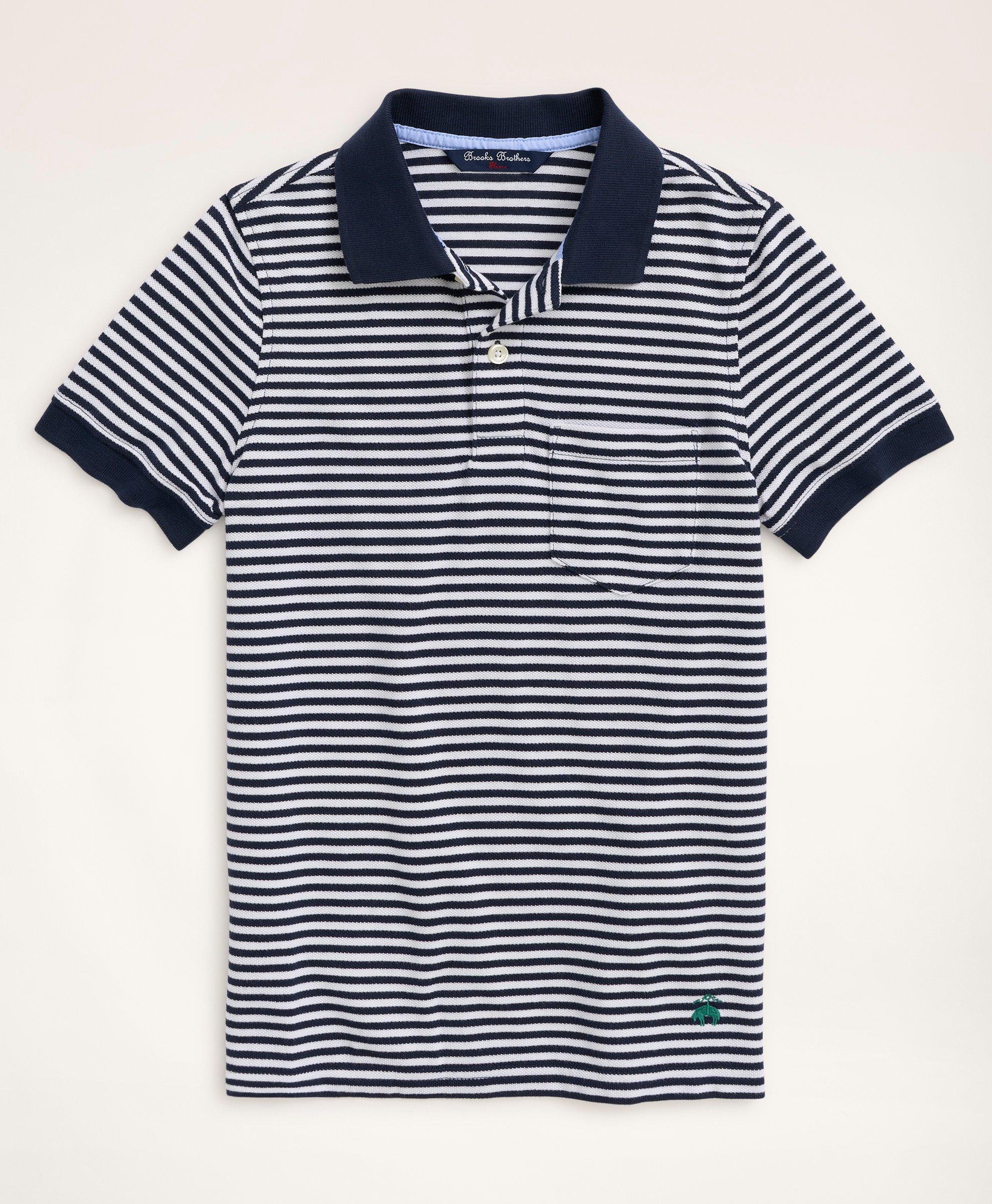 Boys Short-Sleeve Feeder Stripe Polo Shirt, image 1