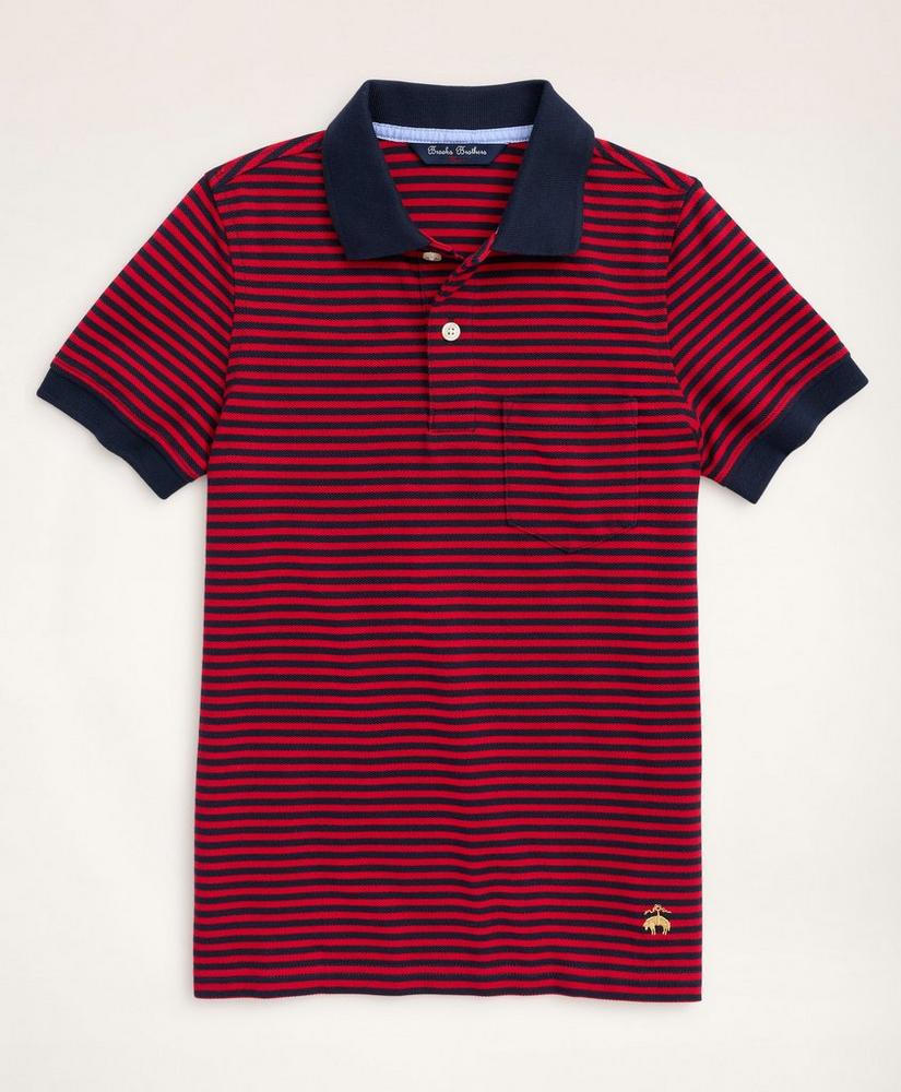 Boys Short-Sleeve Feeder Stripe Polo Shirt, image 1