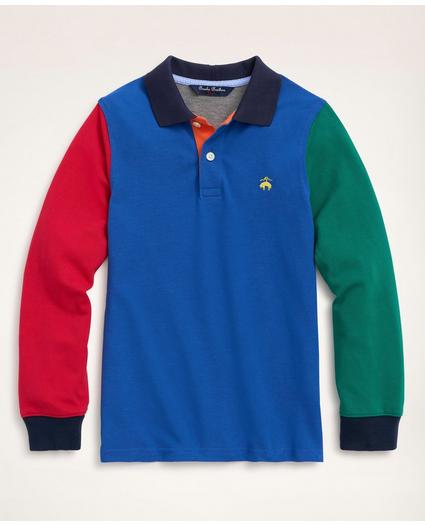 Boys Long-Sleeve Cotton Pique Fun Polo Shirt, image 1