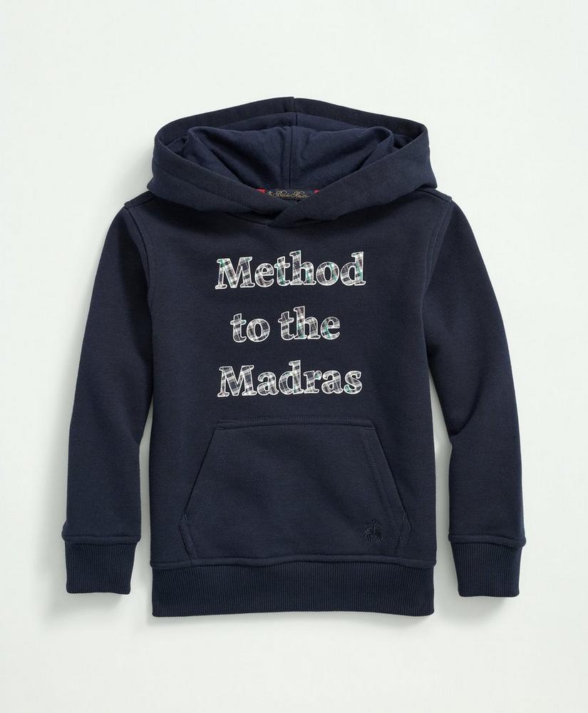 Boys Madras Text Graphic Terry Hoodie, image 1
