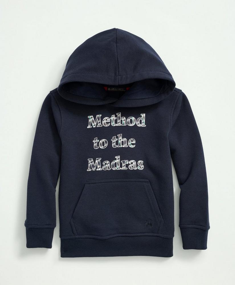 Boys Madras Text Graphic Terry Hoodie, image 2