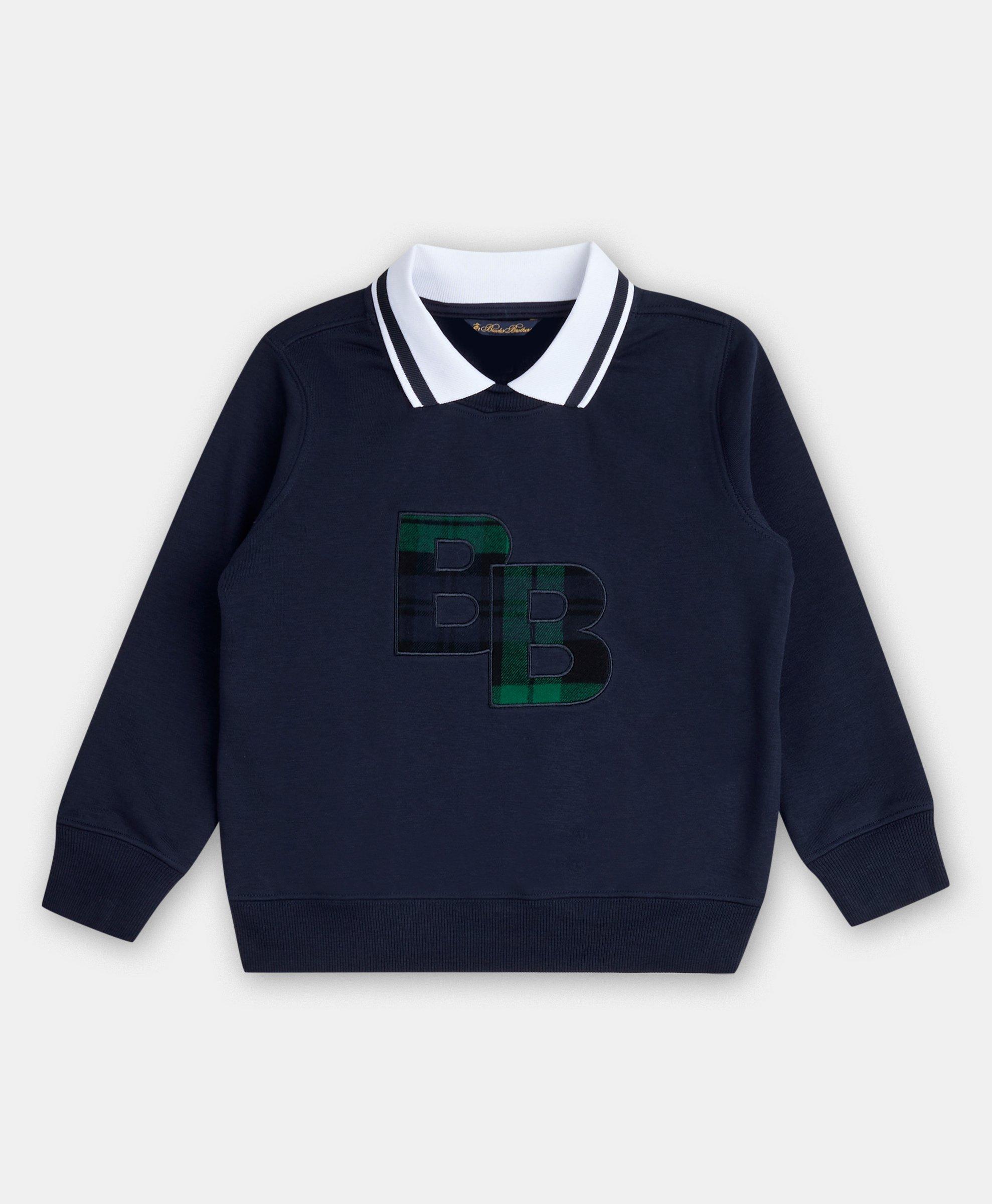 Brooks Brothers Boys Bb Motif Collared Sweatshirt In Navy