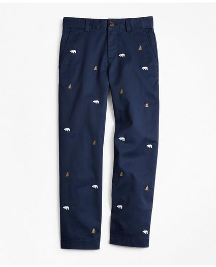 Boys Cotton-Blend Embroidered Pants, image 1