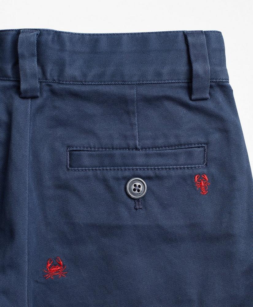 Boys Washed Cotton Embroidered Stretch Chinos, image 3