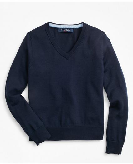 Boys Supima® Cotton V-Neck Sweater, image 1