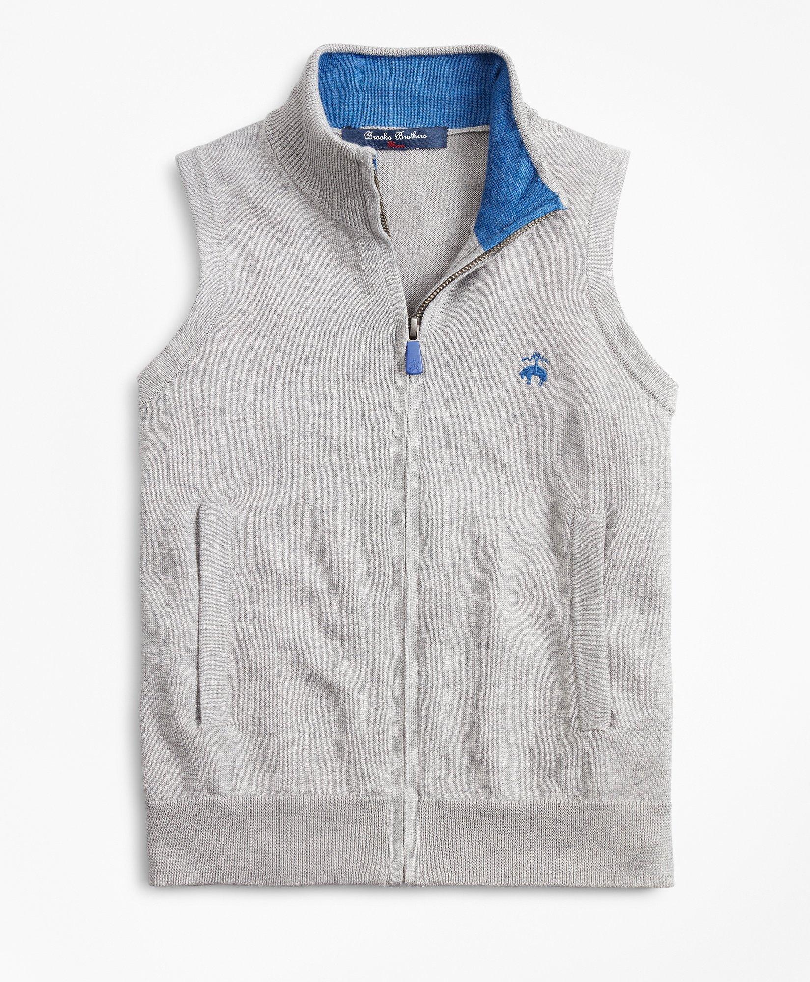 Boys Supima® Cotton-Blend Full-Zip Sweater Vest