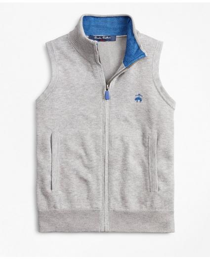 Boys Supima® Cotton-Blend Full-Zip Sweater Vest, image 1