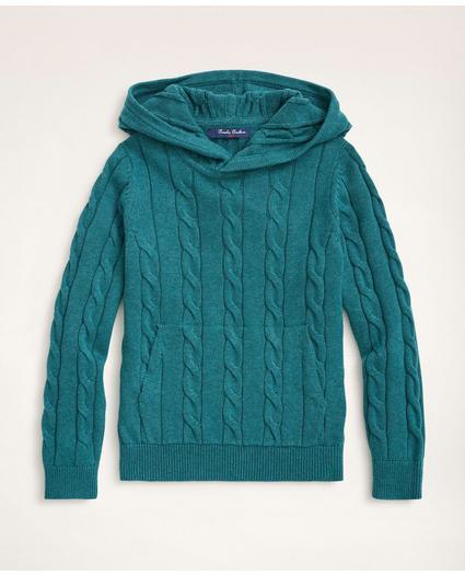 Boys Cotton Cable-Knit Hoodie Sweater, image 1