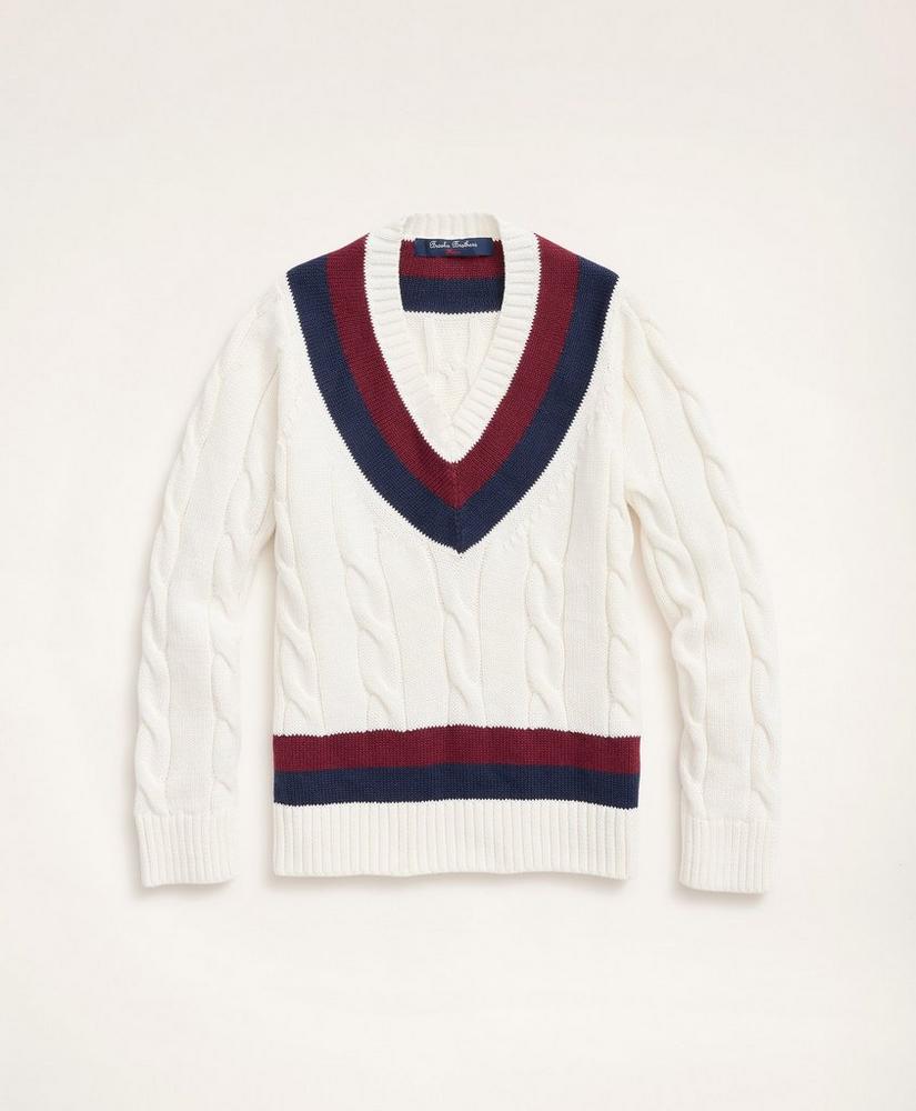 Brooksbrothers Boys Supima Cotton Cable Tennis Sweater