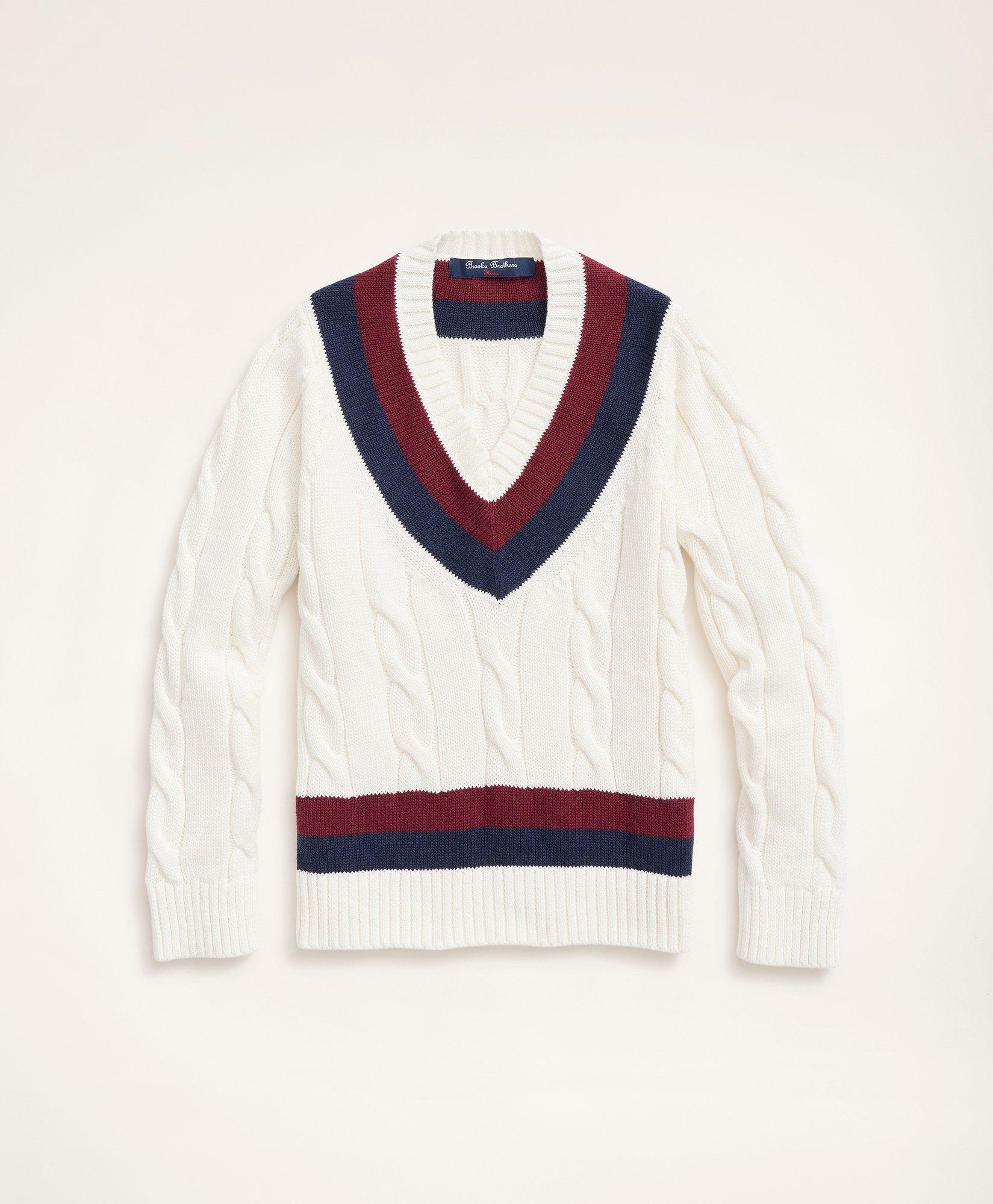 Boys Supima® Cotton Cable Tennis Sweater