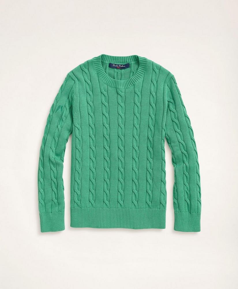 Boys Supima® Cotton Cable Crewneck Sweater, image 1